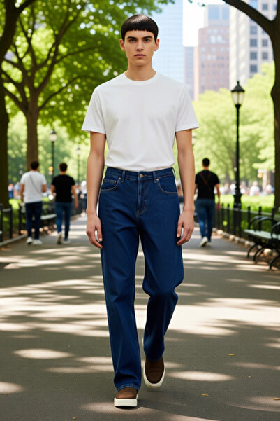 PayBuy Men's Loose Fit Solid Color Denim Pants Functional Durable Quality Comfortable Aesthetic Stylish