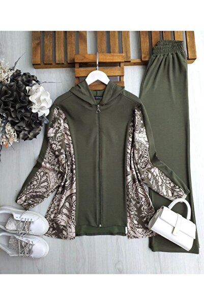 asyadabutik Women's Shawl with Patterned Trim, Front Zipper, Oversize Capuz, Hooded Pieces Tkaim