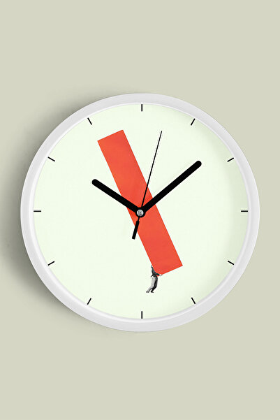 JHAAR Ceas de perete modern cu design abstract - 42 cm - Carcasă albă cu stic...