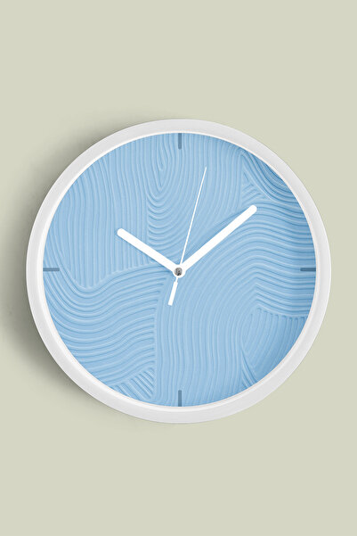 JHAAR Ceas de perete modern cu aspect de ipsos abstract - 25 cm - Carcasă alb...