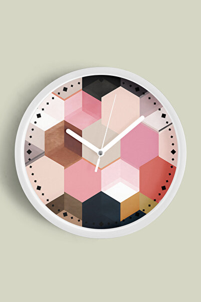 JHAAR ساعة حائط حديثة بتصميم هندسي - 30 سم - هيكل أبيض مع واجهة زجاجية - آلية...