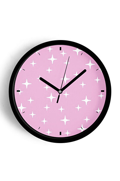 JHAAR ساعة حائط بتصميم عصري مجردة - غرفة الأطفال - 25 سم - هيكل أسود مع واجهة...