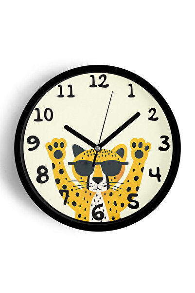 JHAAR Ceas de perete modern pentru camera copiilor cu tigru drăguț și ochelar...