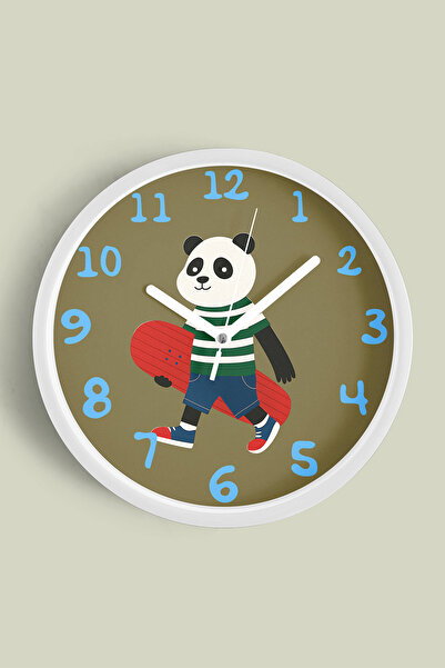 JHAAR Ceas de perete modern pentru camera copiilor cu panda drăguță care face...