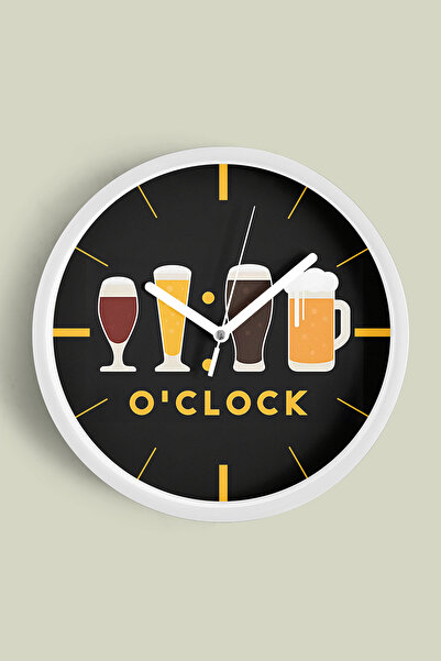 JHAAR تصميم حديث مكتوب - ساعة حائط بتصميم الكوكتيل - البيرة - 30 سم - هيكل أب...