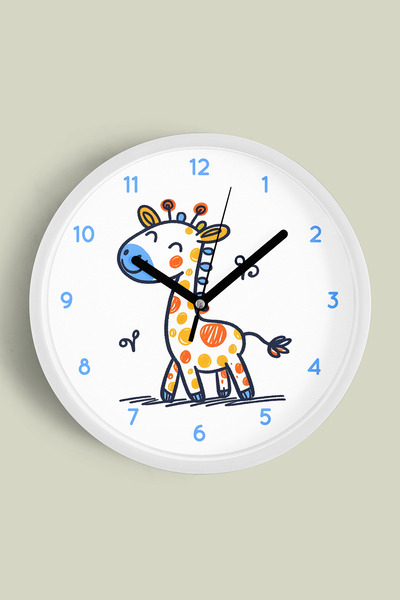 JHAAR Ceas de perete pentru camera copiilor cu ilustrație cu girafă drăguță -...