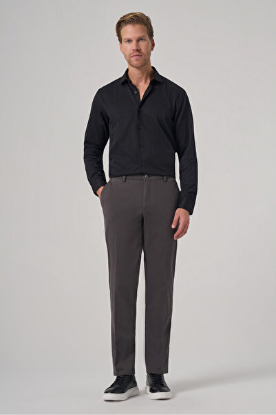 Morven Men's Anthracite Cotton Trend Dynamic Fit Chino Trousers