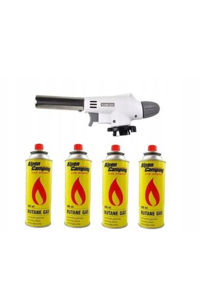 Otto Camping Burner, Vergionic, 1120 W, with 4 Gas Canisters, White/Silver