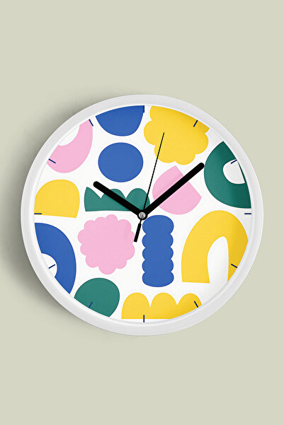 JHAAR ساعة حائط حديثة بتصميم هندسي - 30 سم - هيكل أبيض مع واجهة زجاجية - آلية...