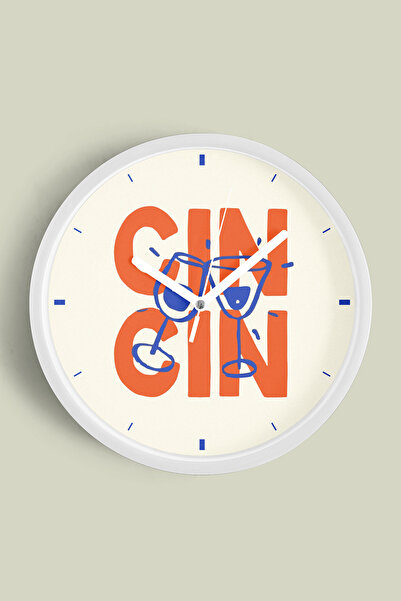 JHAAR ساعة حائط عصرية بتصميم كأس الكوكتيل - 35 سم - هيكل أبيض مع واجهة زجاجية...