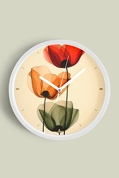 JHAAR Ceas de perete modern cu trandafiri abstracti colorați - 30 cm - Carcas...