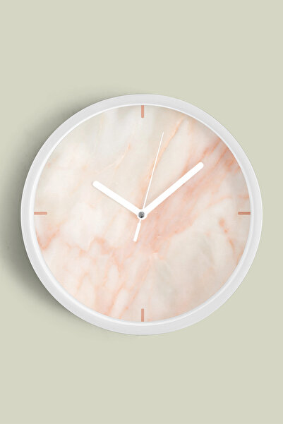 JHAAR Ceas de perete cu design modern cu aspect de marmură - 35 cm - Carcasă ...