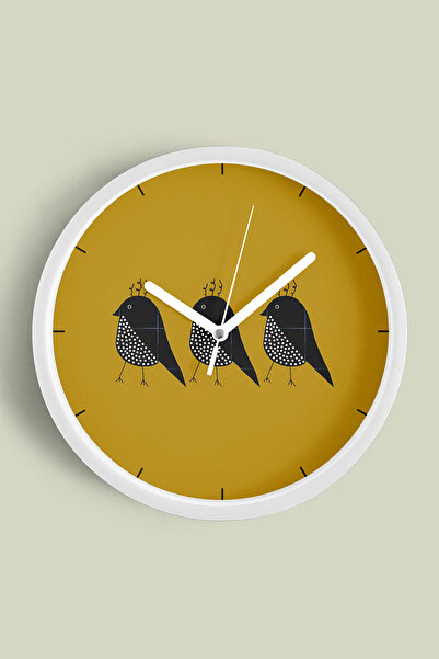 JHAAR ساعة حائط حديثة بتصميم طائر لطيف - 35 سم - هيكل أبيض مع واجهة زجاجية - ...