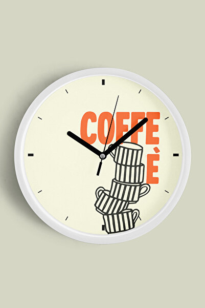JHAAR Modern Yazılı Tasarım - '' Coffee '' Mutfak Duvar Saati - 25cm - Önü Ca...