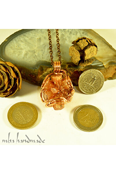 mba handmade jewelry Handmade Pure Copper Necklace with Aragonite Crystal - Single Product