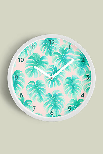 JHAAR Palmiye Modern Design Wall Clock - 42cm - White Case with Glass Front -...