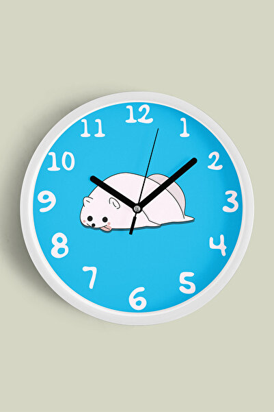 JHAAR ساعة حائط حديثة لغرفة الأطفال على شكل حيوان لطيف - 30 سم - هيكل أبيض مع...