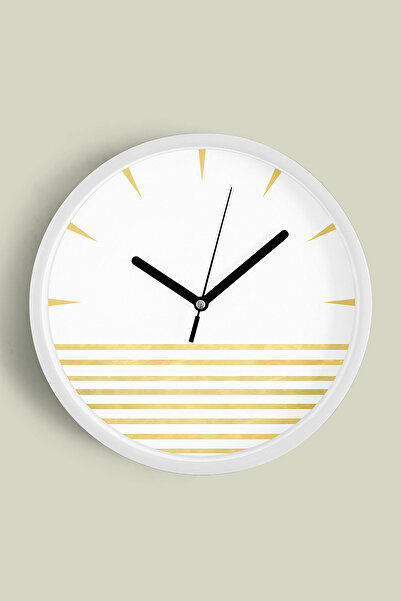 JHAAR Ceas de perete cu design modern - 42 cm - Carcasă albă cu sticlă fronta...