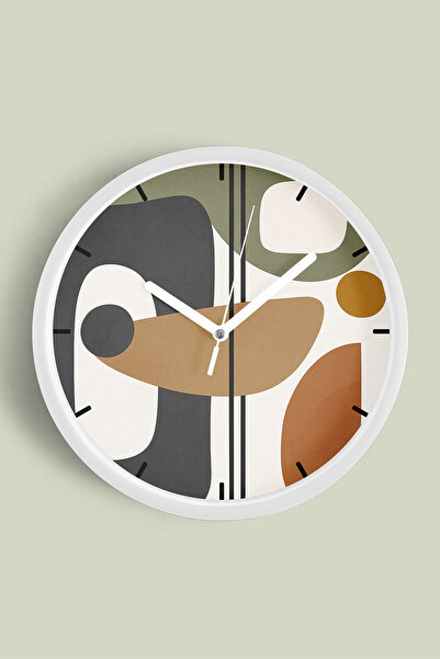 JHAAR ساعة حائط بوهيمية حديثة - 42 سم - هيكل أبيض مع واجهة زجاجية - آلية صامتة