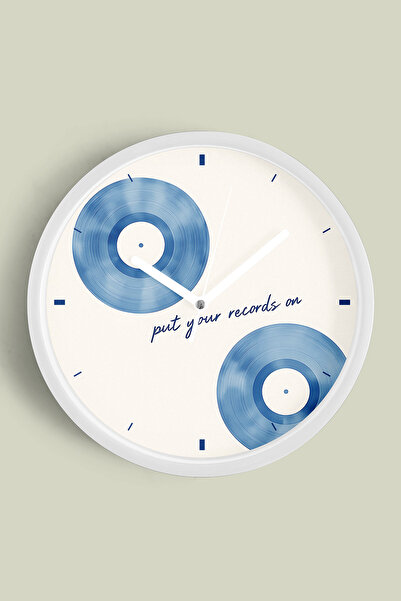 JHAAR Ceas de perete modern cu design abstract de disc de vinil - 35 cm - Car...