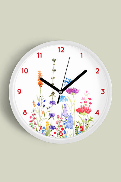 JHAAR Ceas de perete modern cu tematică florală colorată abstractă - 30 cm - ...