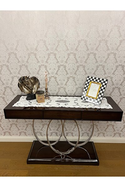 QBR Home Antique Holework Console Cover & Runner. Peony Model. 34 X 120 cm