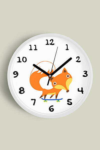 JHAAR Ceas de perete modern pentru camera copiilor Cute Fox - 30cm - Carcasă ...