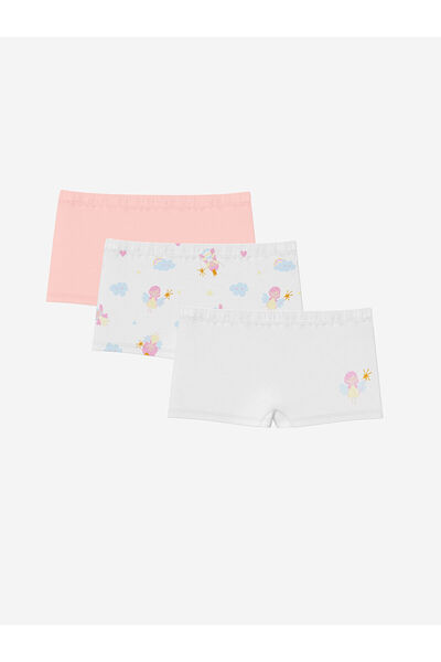 LC Waikiki Lcw Kids Ecru Printed Girls' Boxers 3-Piece