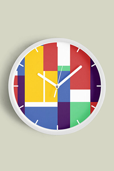 JHAAR Ceas de perete modern - 35cm - Carcasă albă cu sticlă frontală - Mecani...