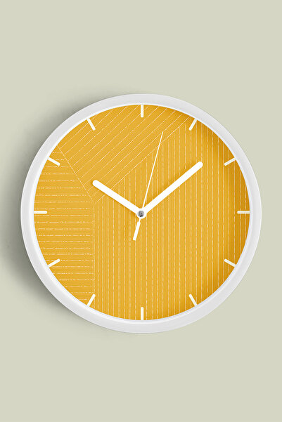 JHAAR Ceas de perete cu design modern - 25 cm - Carcasă albă cu sticlă fronta...