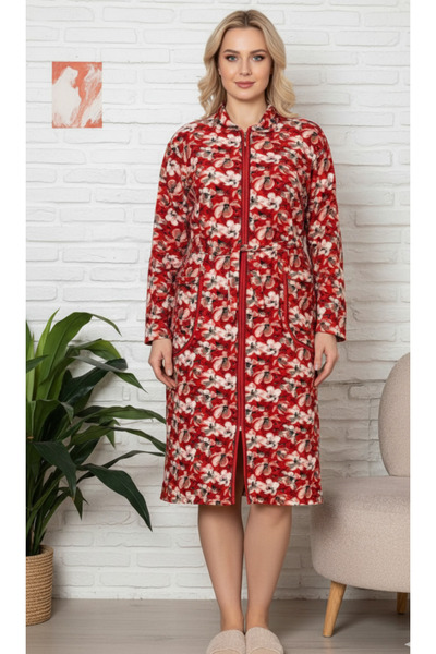 embody Women's housecoat with long sleeves and pockets, drawstring waist 8011