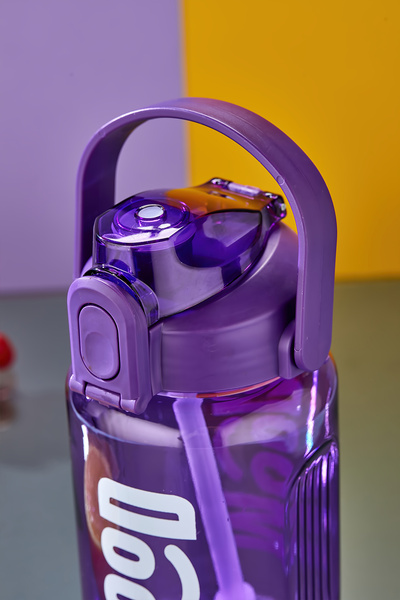 espashome Sports Water Bottle - 1000 ml with Straw, Lockable Lid, Water Leakproof Design - Purple