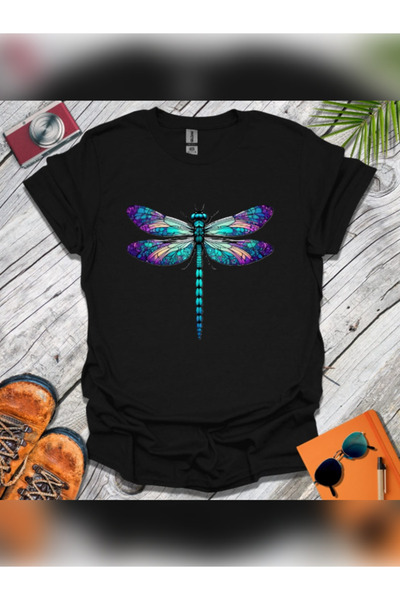 TİMİSİVA Μπλουζάκι Unisex oversized KELEBEKLER2 με τύπωμα με κοντό μανίκι ΜΑΥΡΟ