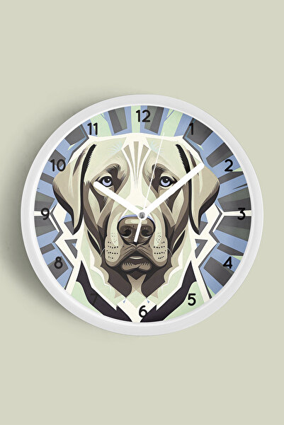 JHAAR Ceas de perete modern cu design câine - 35 cm - Carcasă albă cu sticlă ...