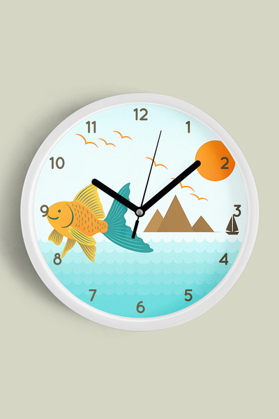 JHAAR Ceas de perete pentru camera copiilor cu design drăguț cu pești - 25 cm...