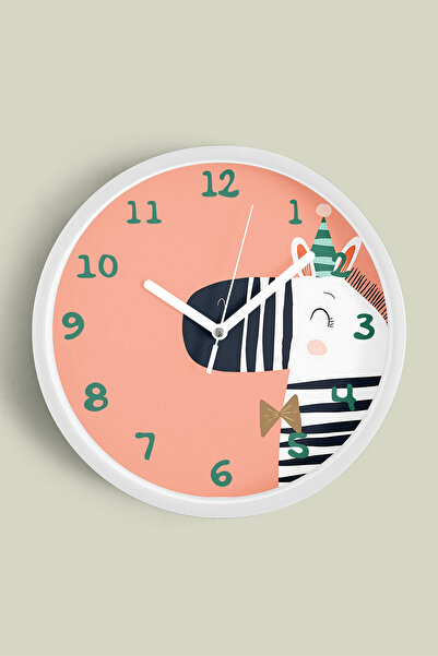 JHAAR Ceas de perete pentru camera copiilor Fancy Zebra - 30cm - Carcasă albă...