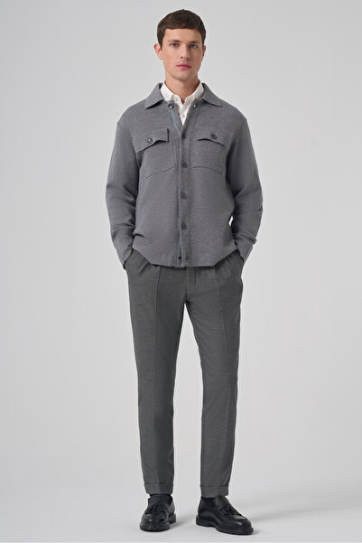 Morven Men's Gray Trendy Buttoned Cardigan with Flap Pockets