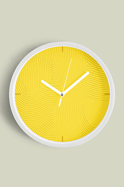 JHAAR Ceas de perete modern cu aspect de ipsos abstract - 42 cm - Carcasă alb...