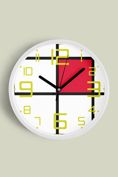 JHAAR Ceas de perete modern cu tematică geometrică - abstractă - 35 cm - Carc...