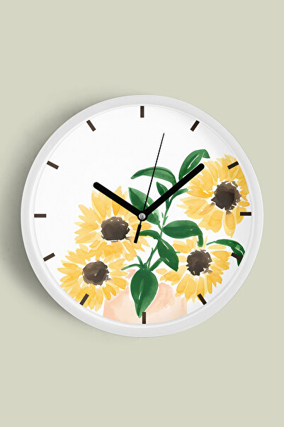 JHAAR Ceas de perete modern cu tematică florală colorată abstractă - 35 cm - ...