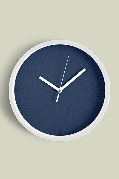 JHAAR Ceas de perete modern cu aspect de ipsos abstract - 35 cm - Carcasă alb...