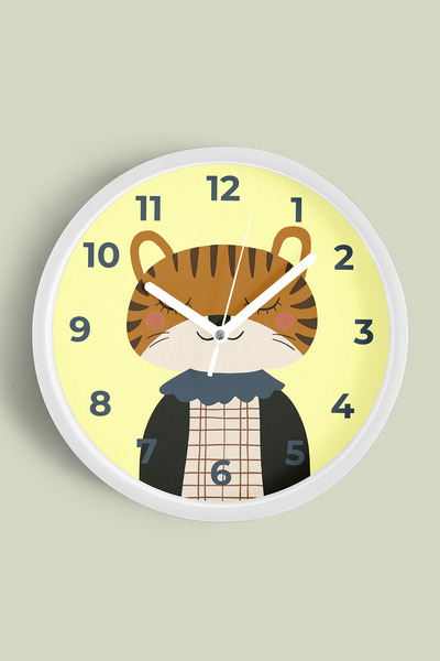 JHAAR Ceas de perete modern pentru camera copiilor cu design Tigru drăguț - 4...