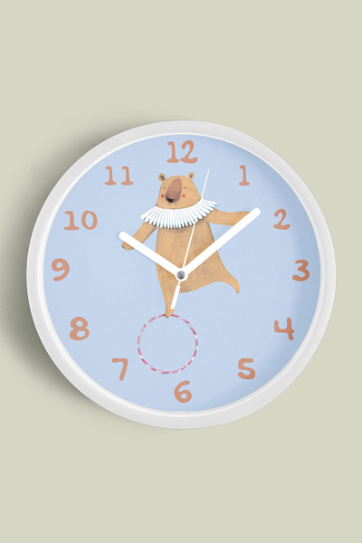 JHAAR Ceas de perete pentru camera copiilor cu ursuleț drăguț - 42 cm - Carca...
