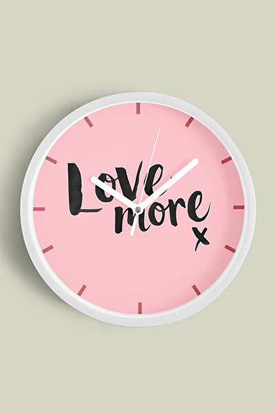JHAAR ساعة حائط بتصميم عصري مع كتابة 'Love More' - 30 سم - هيكل أبيض مع واجهة...