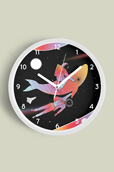 JHAAR Ceas de perete modern pentru camera copiilor cu tematică spațială - ast...