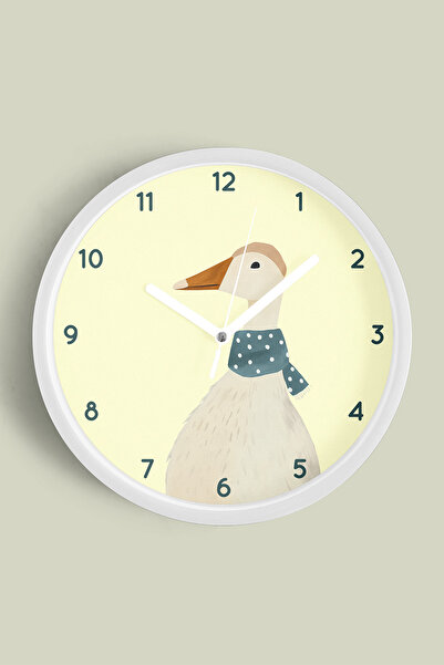 JHAAR Ceas de perete modern pentru camera copiilor cu gâscă/rață drăguță cu e...