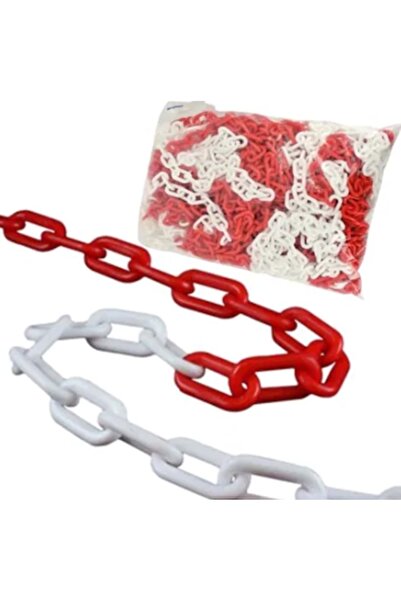 Starline Kırmızı Beyaz Plastik Zincir, Duba Zinciri, Emniyet Zinciri 6 Mm (25...