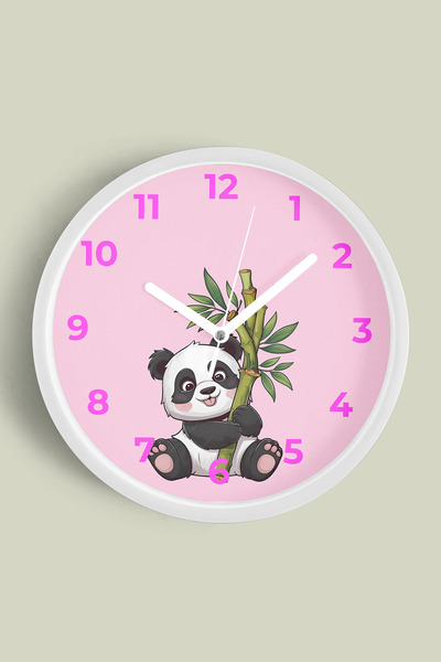 JHAAR Ceas de perete drăguț cu panda pentru camera copiilor - 42 cm - Carcasă...