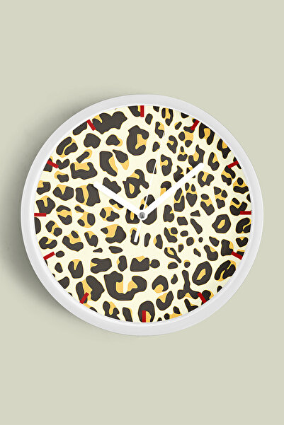 JHAAR Ceas de perete modern cu model leopard - 30 cm - Carcasă albă cu sticlă...