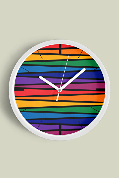 JHAAR ساعة حائط حديثة بتصميم تجريدي - 35 سم - هيكل أبيض مع زجاج أمامي - آلية ...